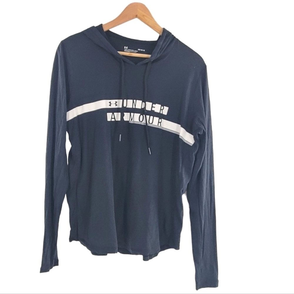 Under Armour Women's Size Large‎ Black Pullover Hoodie Shirt Graphic Cotton Top